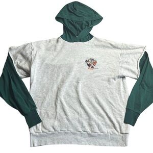 Vintage 90s University of Miami Hurricanes Taz Football Hooded Shirt Adult Large